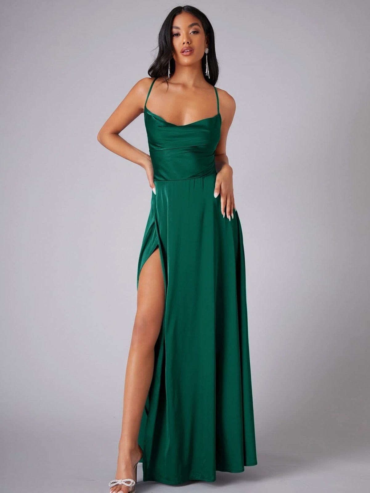 Women's Cowl Neck Satin Maxi Dress | Fenella_4