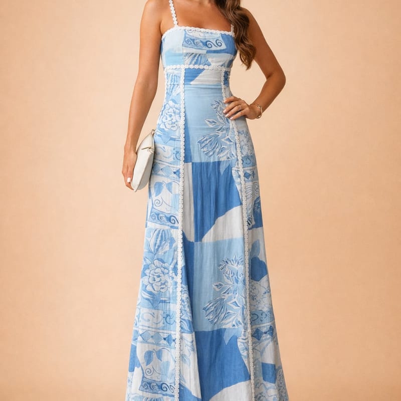 Women's Printed Square Neck Maxi Dress | Rachel Ward_1