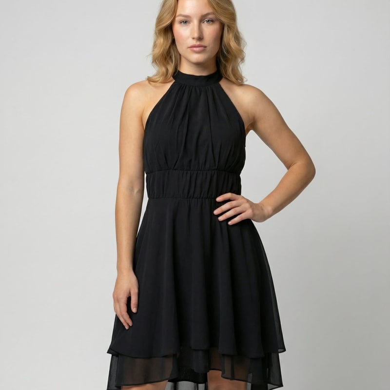 Women's Sleeveless Ruffle Hem Dress | Morgan Marshall_1
