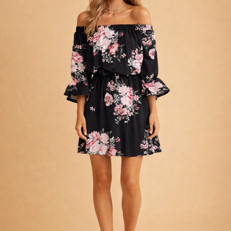 Women's Floral Off-Shoulder Ruffle Dress | Ruby Carter_1
