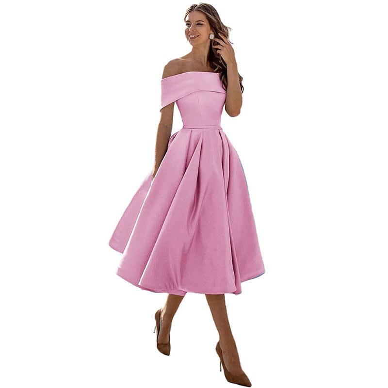 Women's Satin Off-Shoulder Homecoming Dress | Eleanor_16