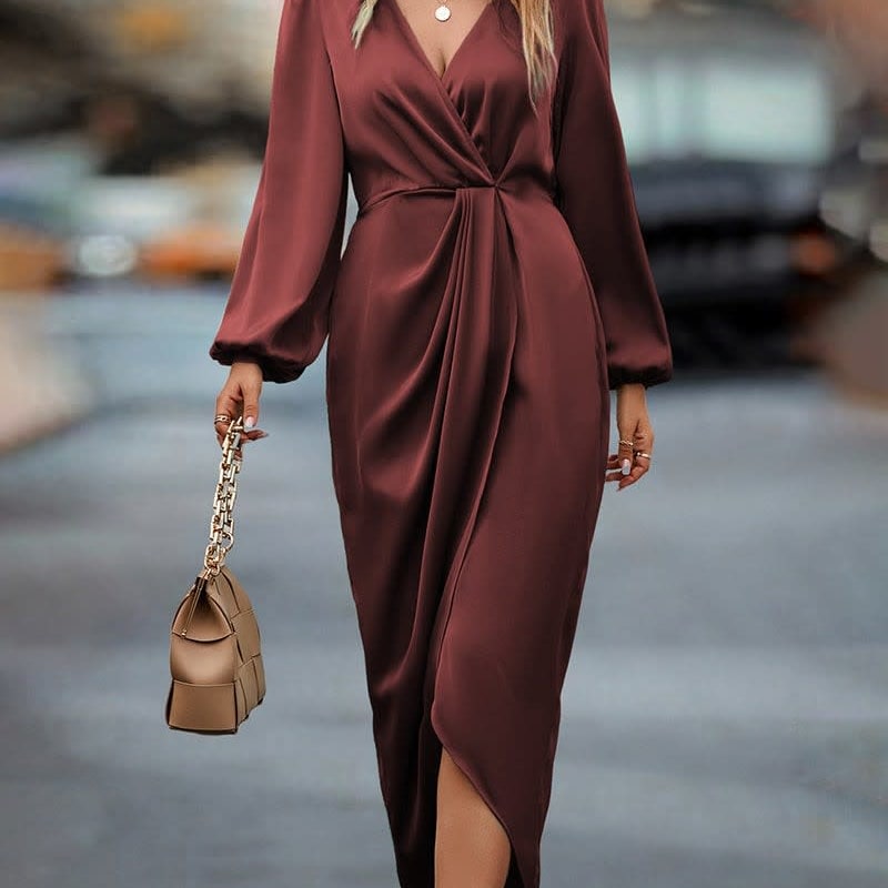 Women's Satin Wrap Homecoming Dress | Christina Harrison_1