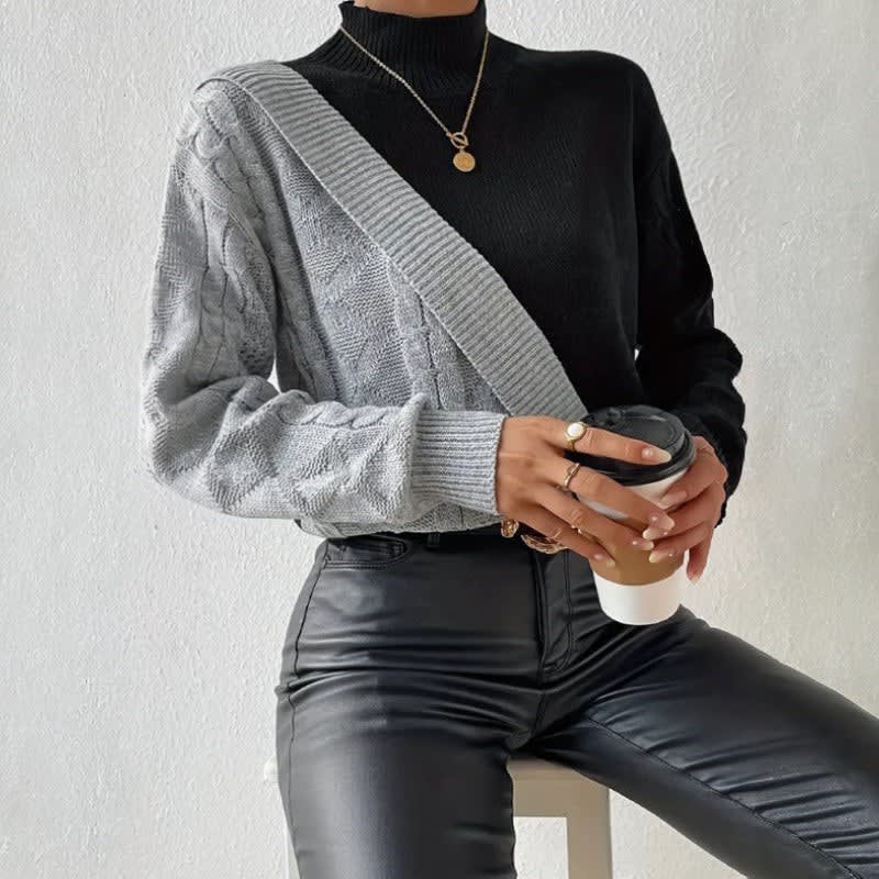 Women's Color Block Cable Knit Jumper | Molly_2