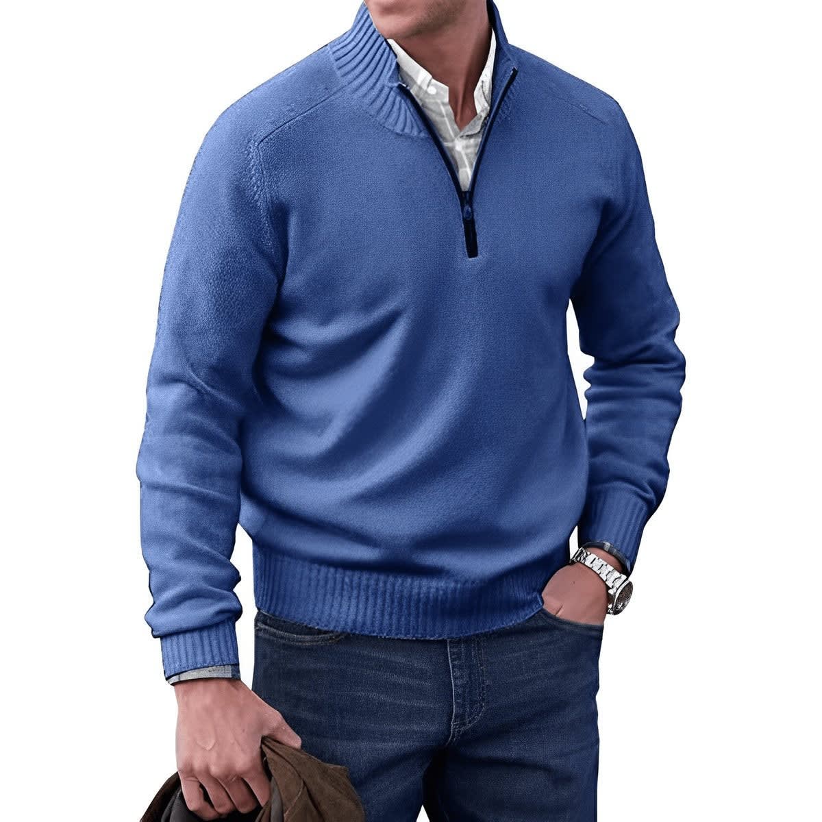 Men's Regular Fit Quarter Zip Knit Jumper | Barnaby_10