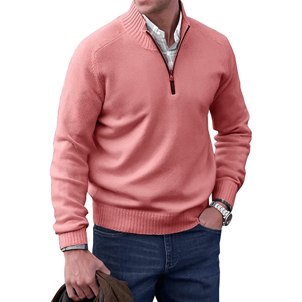Men's Regular Fit Quarter Zip Knit Jumper | Barnaby_5