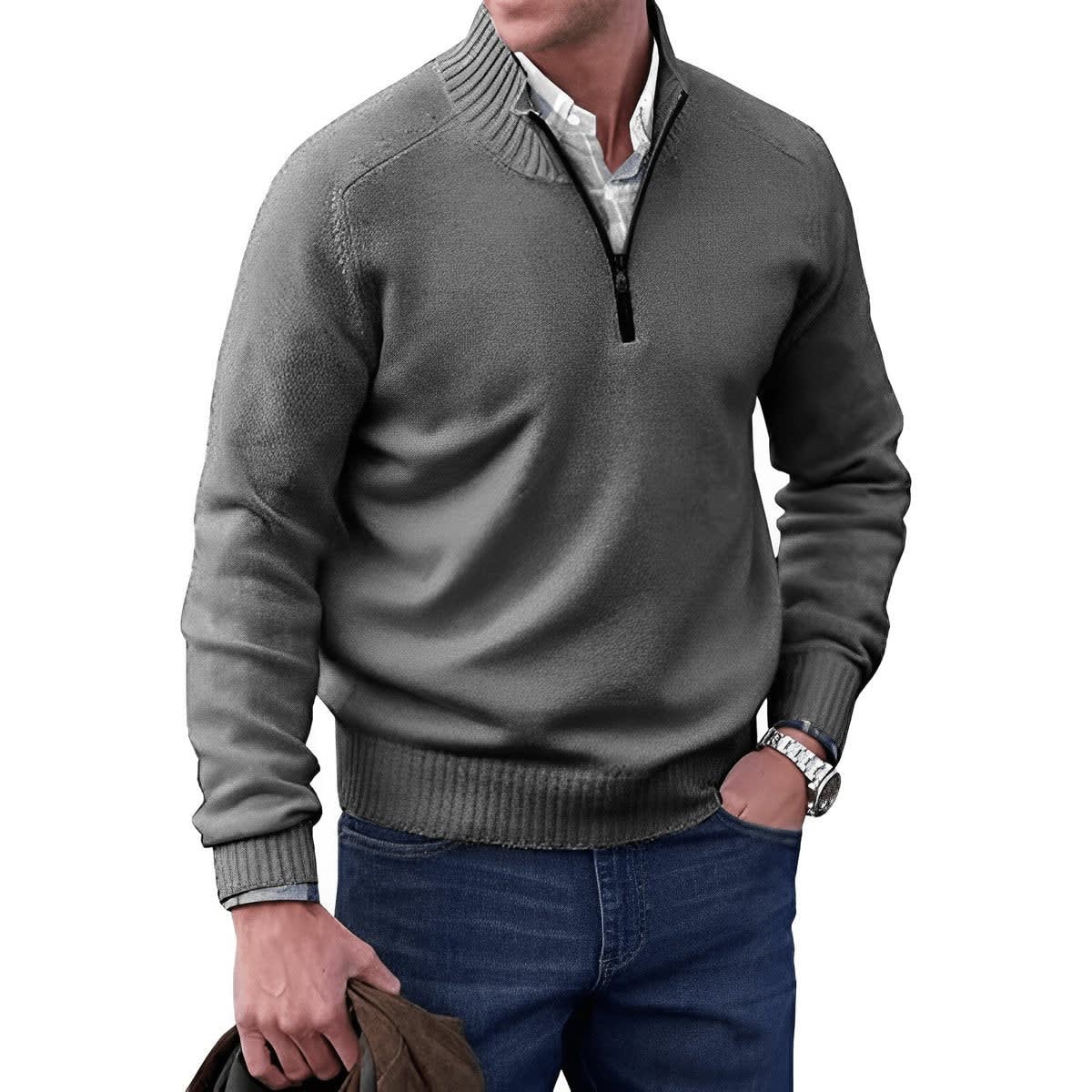 Men's Regular Fit Quarter Zip Knit Jumper | Barnaby_7