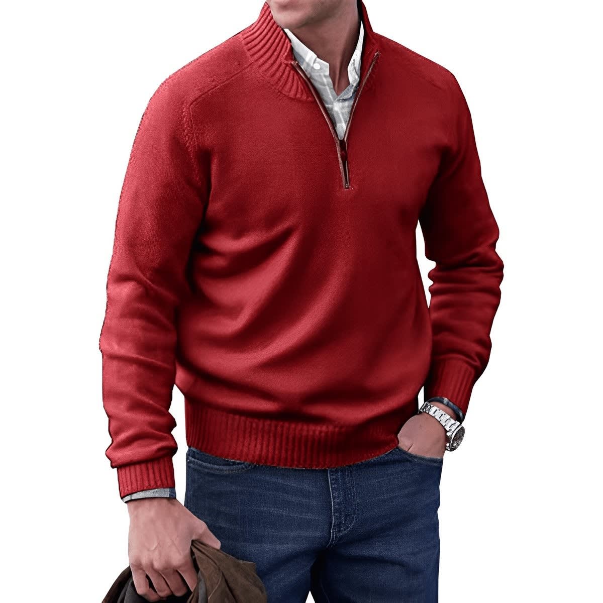 Men's Regular Fit Quarter Zip Knit Jumper | Barnaby_9
