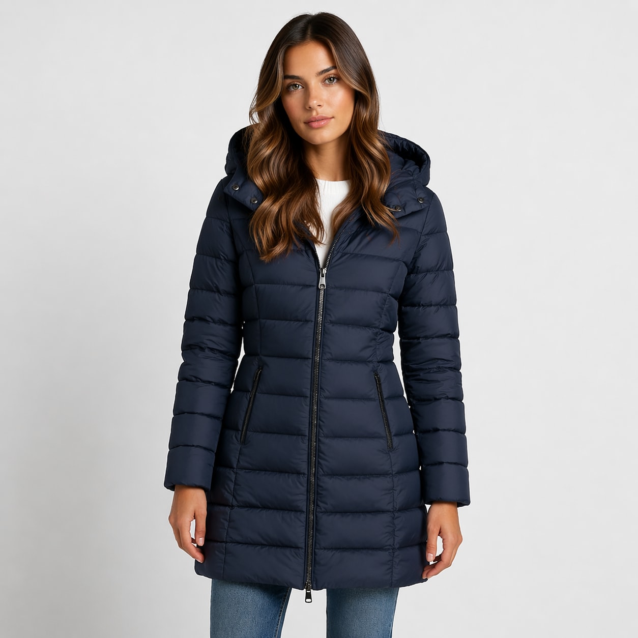 Women's Longline Hooded Puffer Jacket | Philomena_2