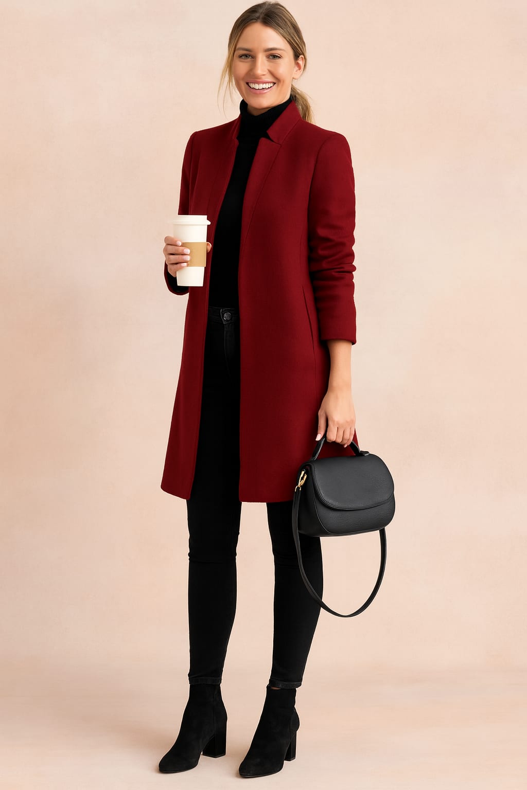 Women's Collarless Longline Coat | Rosaleen_4