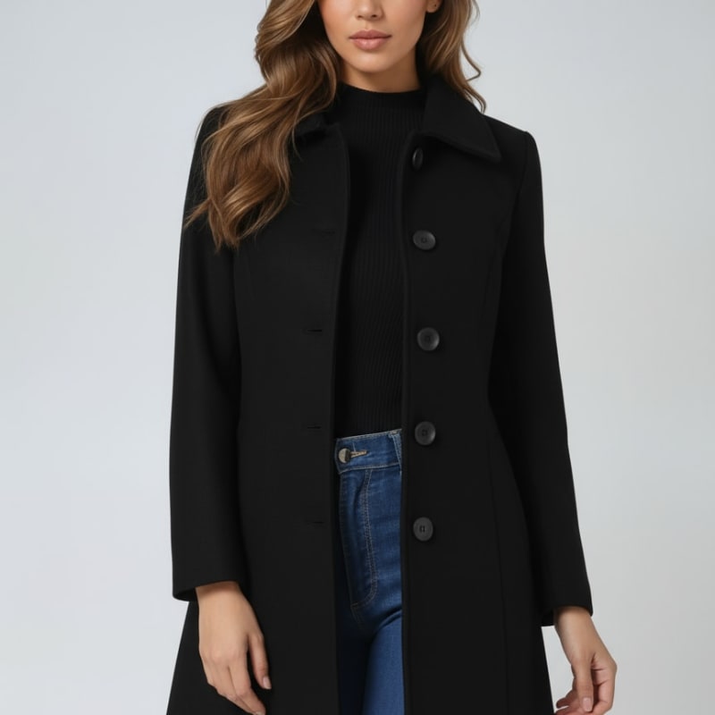 Women's Single Breasted Longline Coat | Avril_1