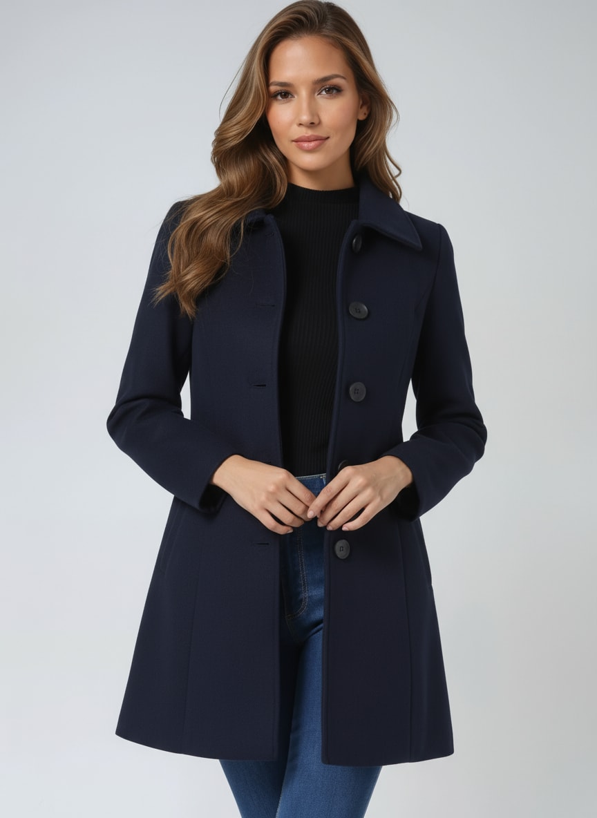 Women's Single Breasted Longline Coat | Avril_10