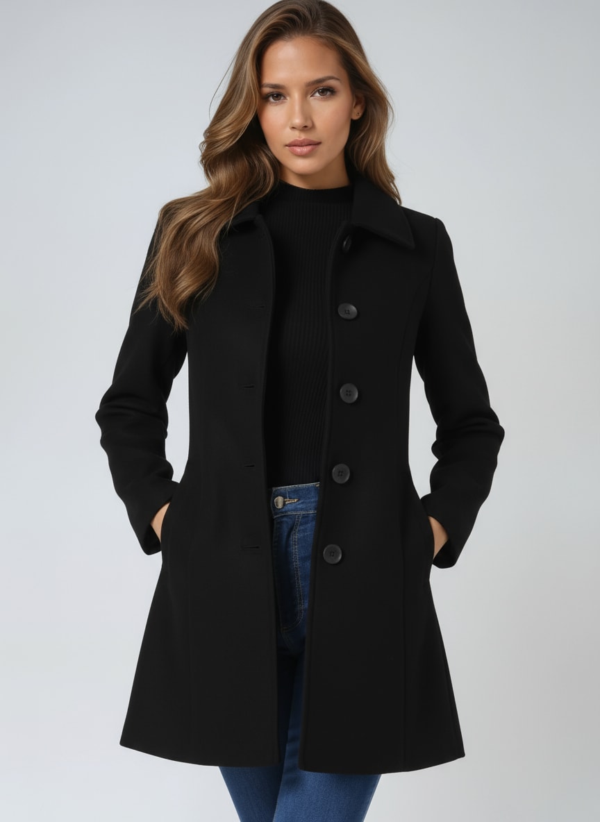 Women's Single Breasted Longline Coat | Avril_2