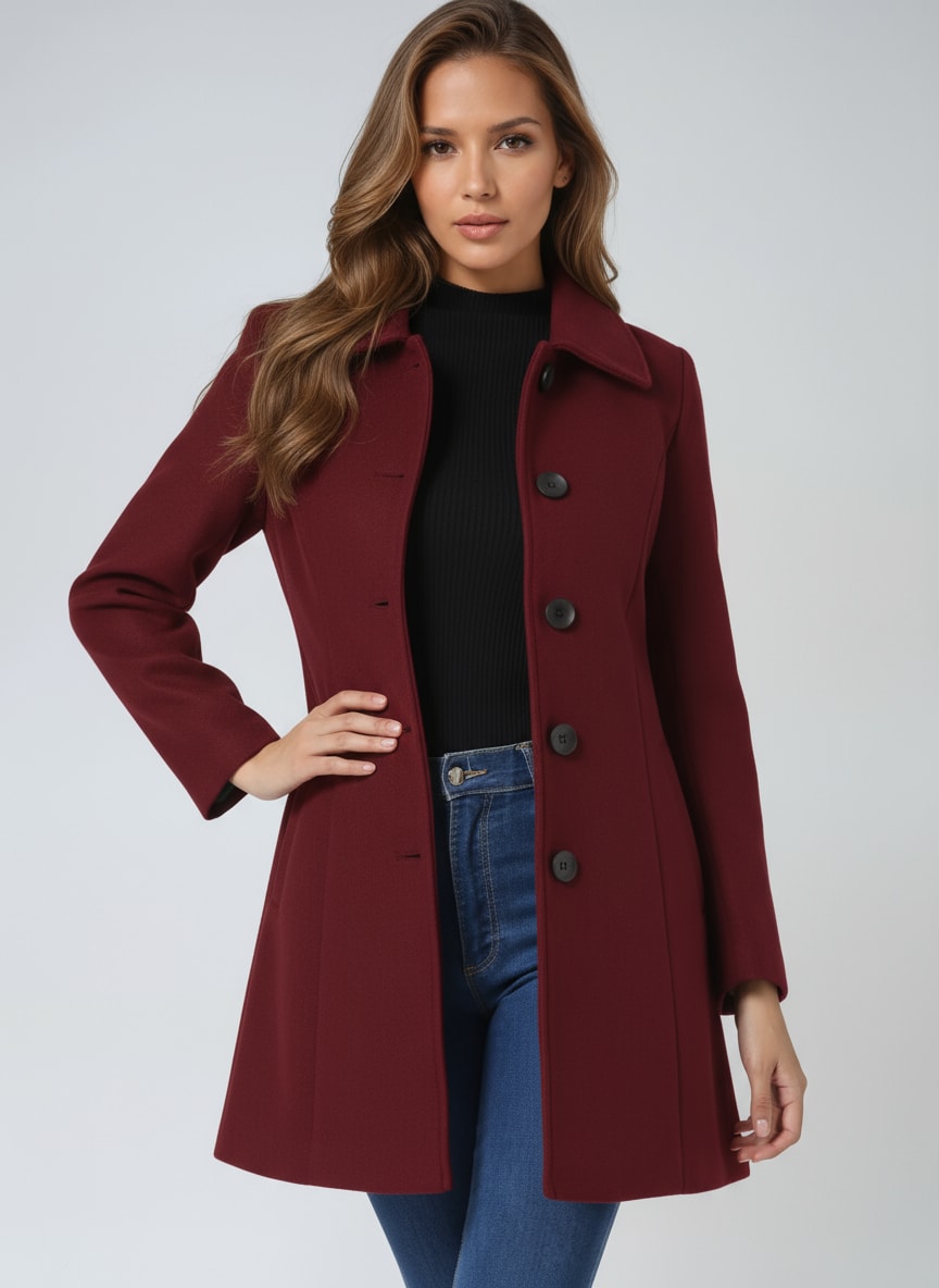 Women's Single Breasted Longline Coat | Avril_6