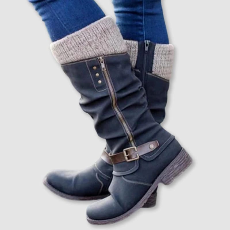 Women's Knit Cuff Buckle Orthopedic Boots | Ione_1