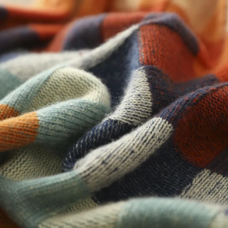 Women's Multicolor Check Knit Mock Neck Jumper | India_4