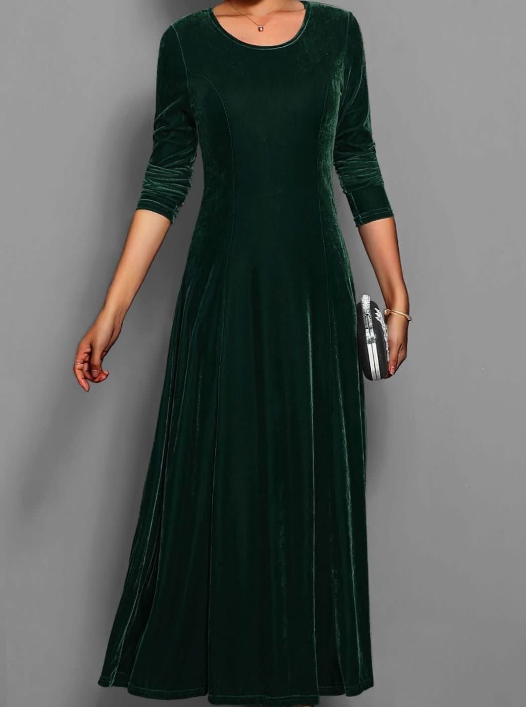 Women's Velvet A-Line Maxi Party Dress | Kirsty_5