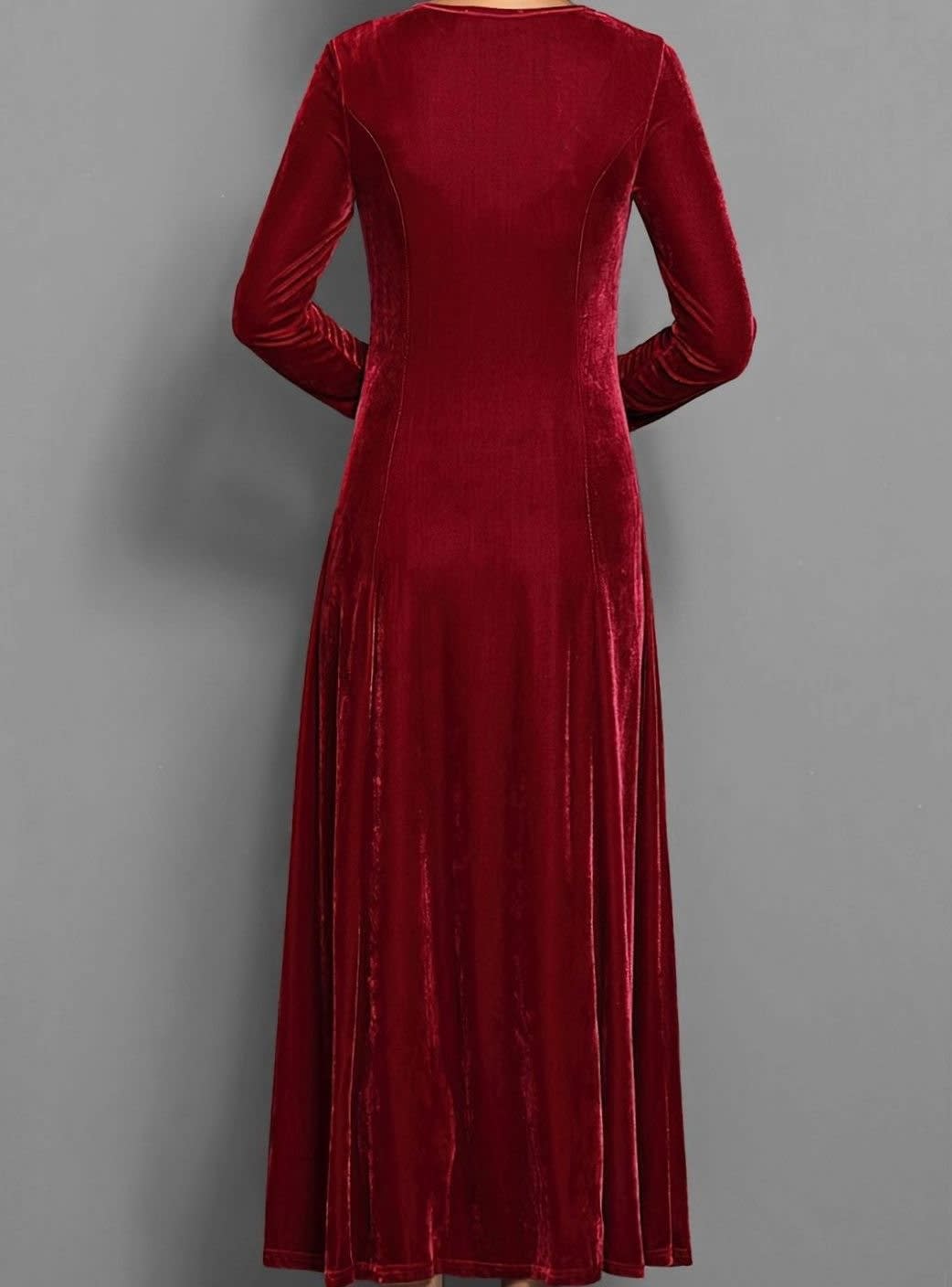 Women's Velvet A-Line Maxi Party Dress | Kirsty_9