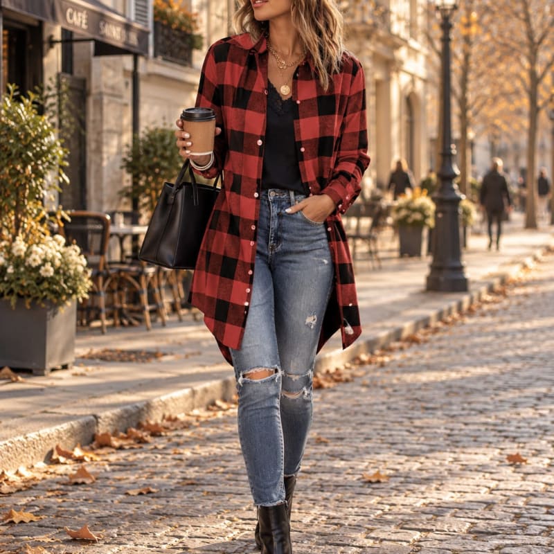 Women's Checked Oversized Shacket | Louisa_1