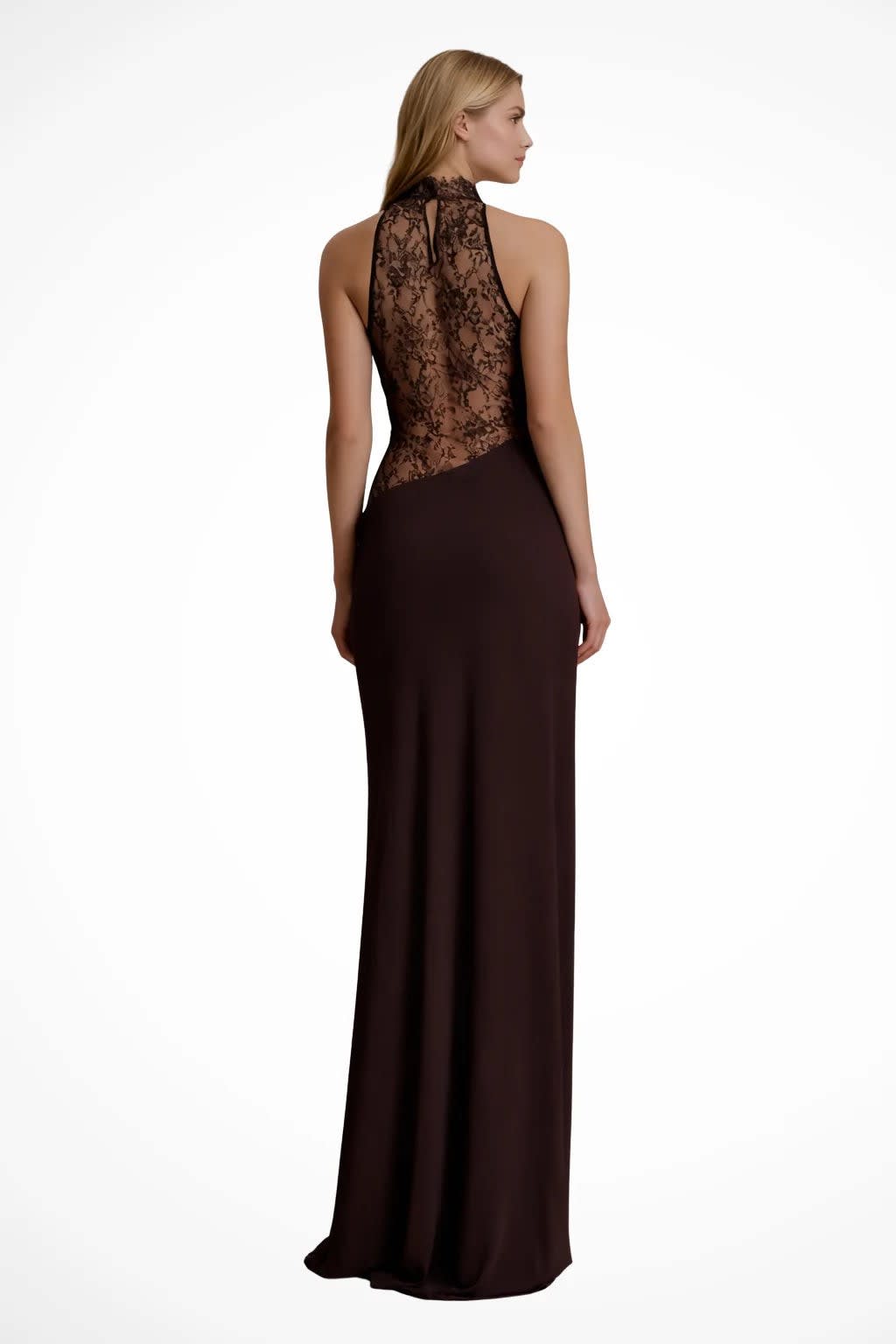 Women's Lace Halter Neck Wedding Guest Maxi Dress | Chloe Richardson_4