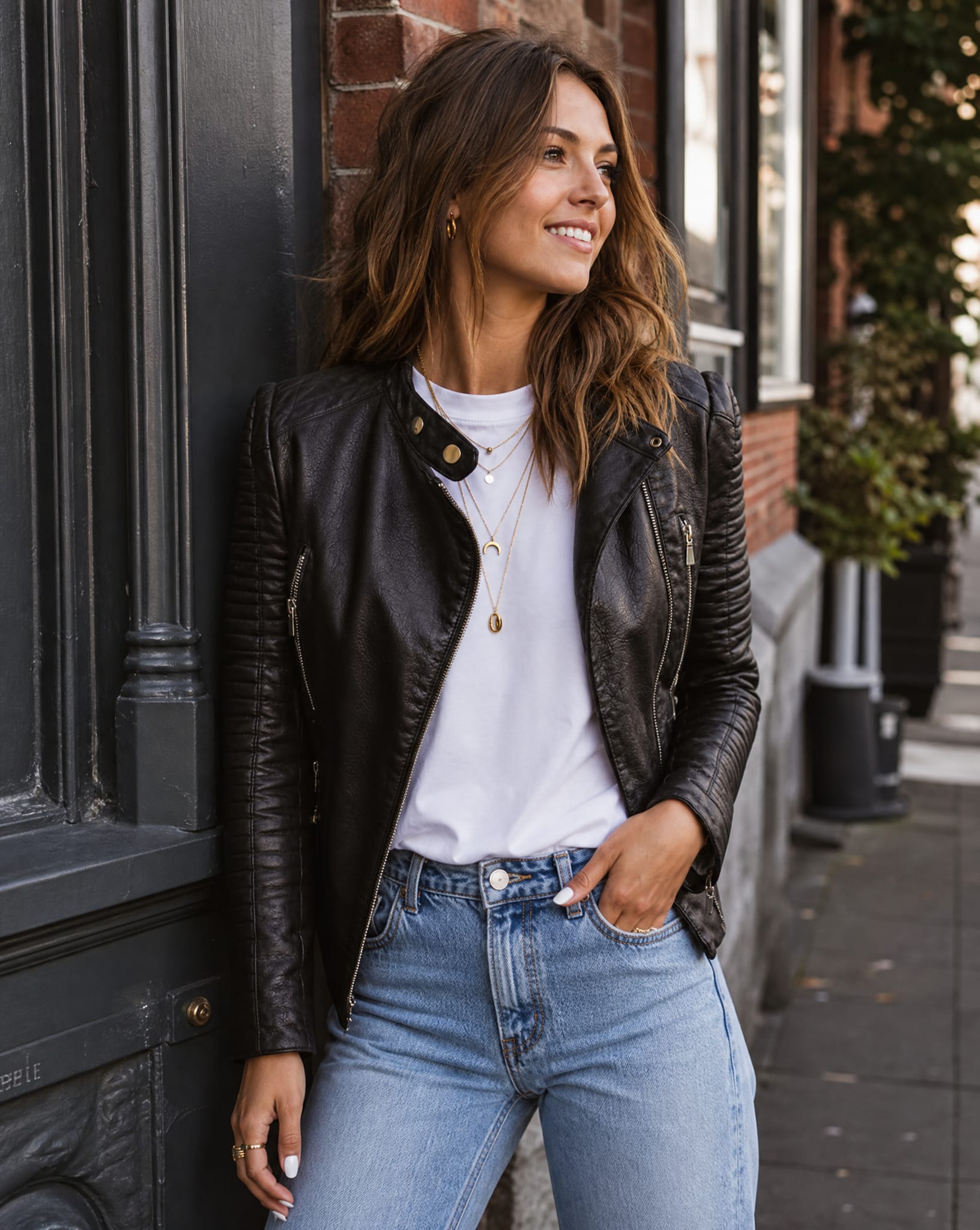 Women's Faux Leather Biker Jacket | Gwenllian_4