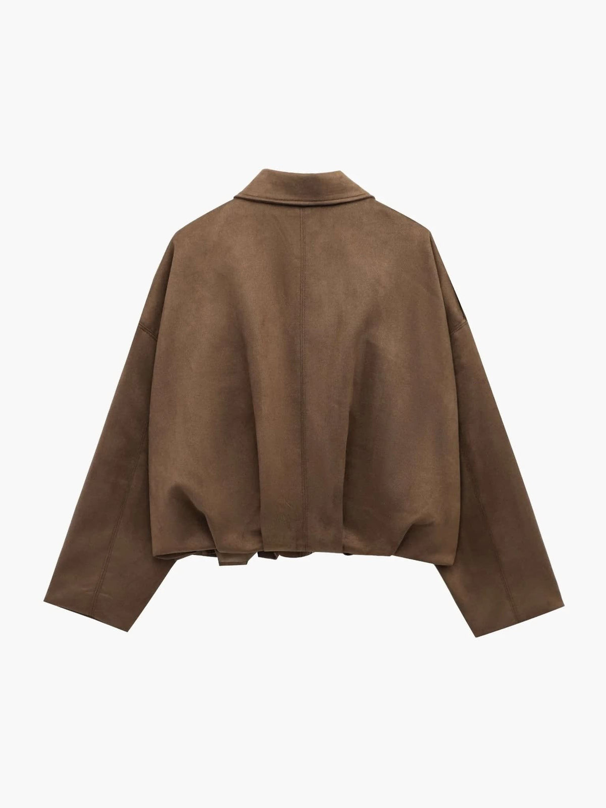 Women's Faux Suede Collared Bomber Jacket | Carina_12