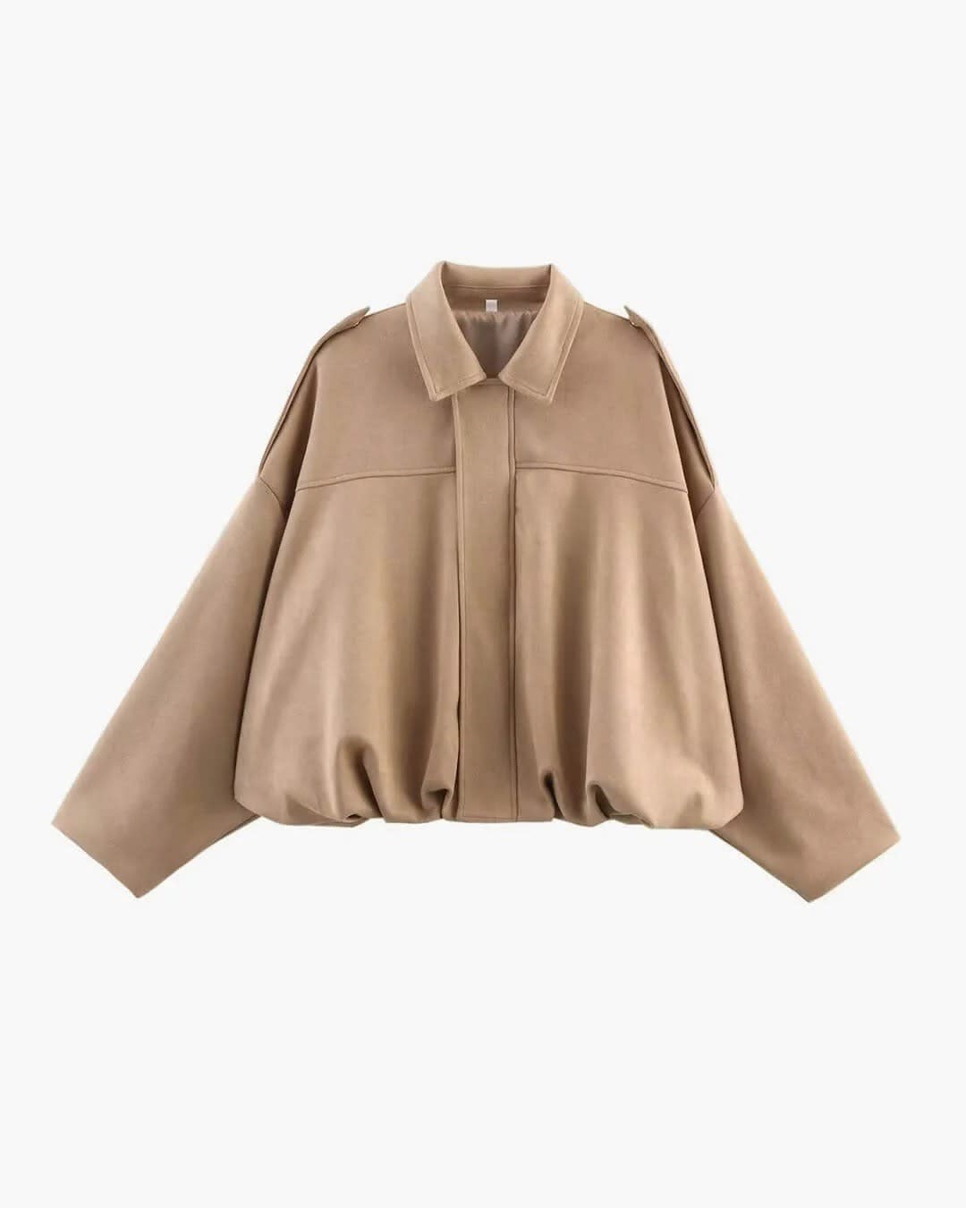 Women's Faux Suede Collared Bomber Jacket | Carina_6