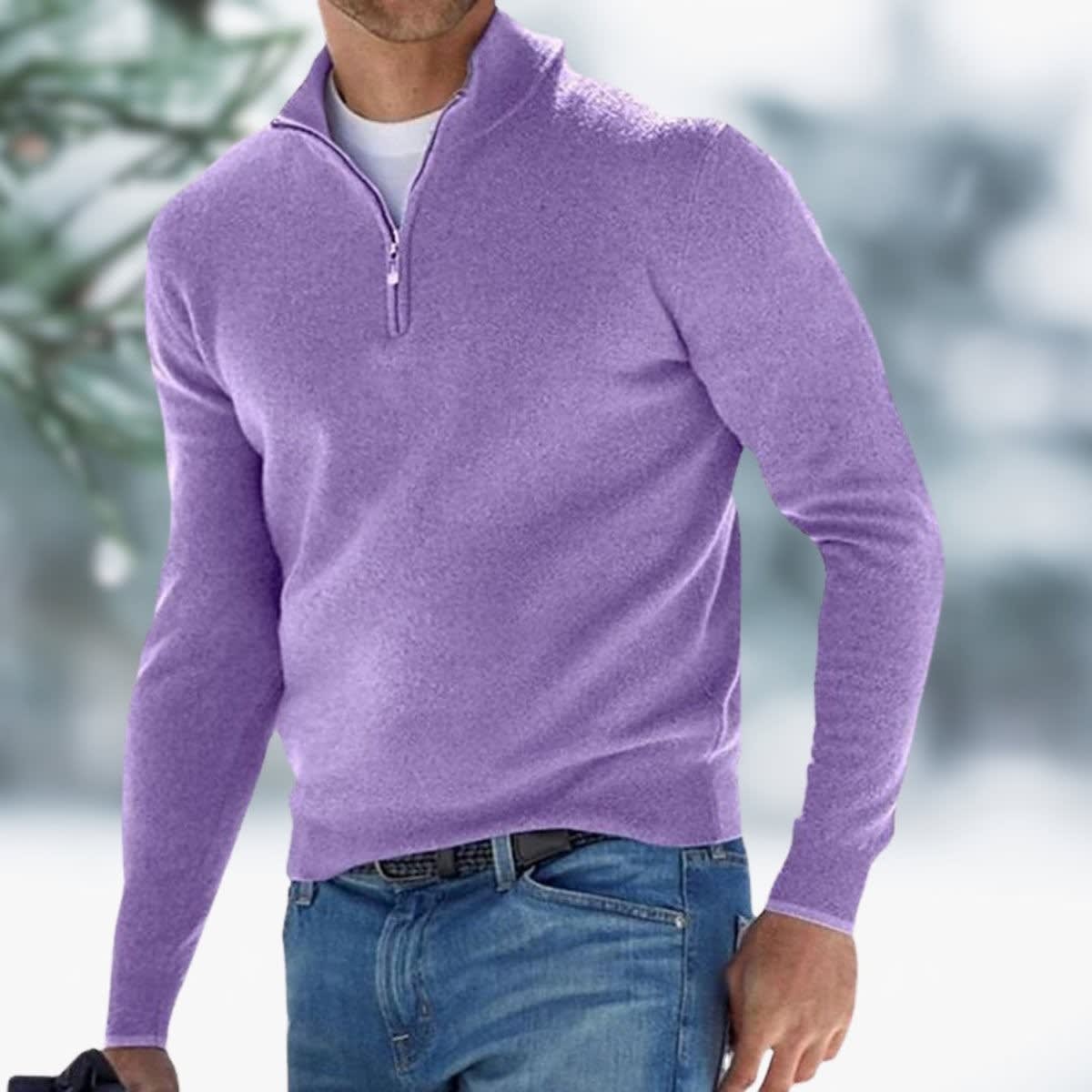 Men's Fine Knit Quarter Zip Jumper | Rowan_9
