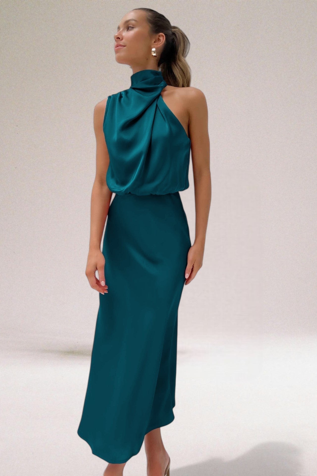 Women's Satin Halter Neck Maxi Dress | Rosalie_2