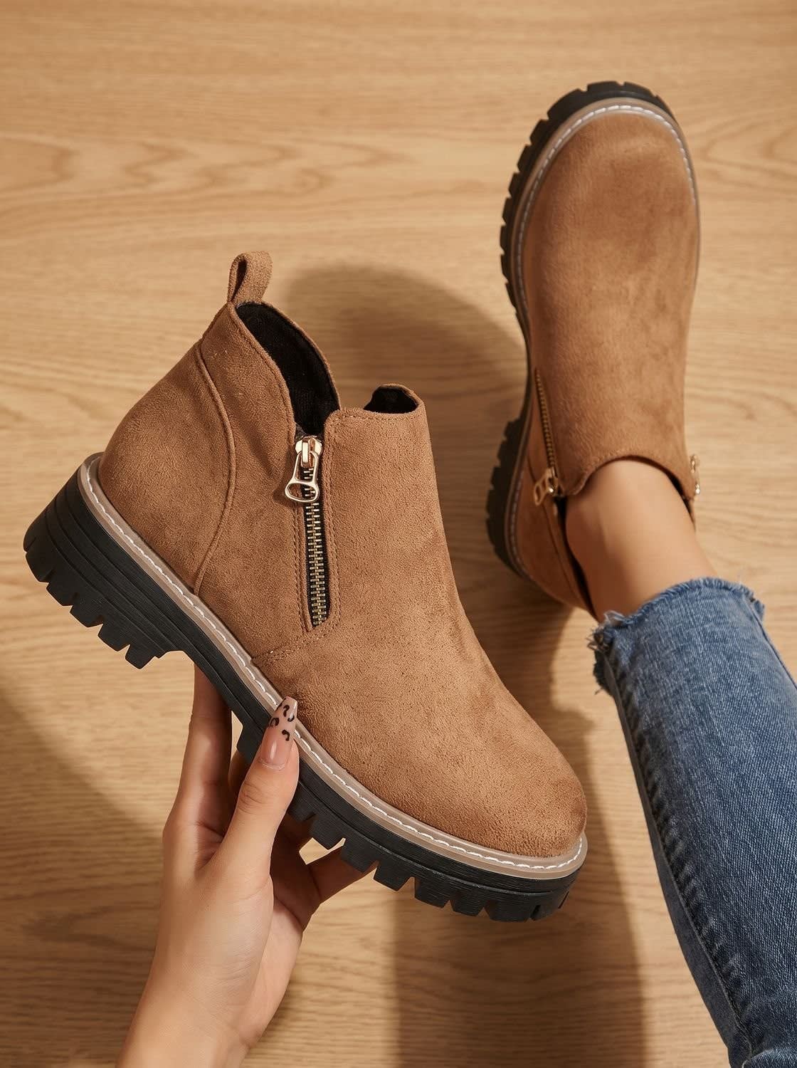 Women's Chunky Side Zip Orthopedic Boots | Ianthe_11