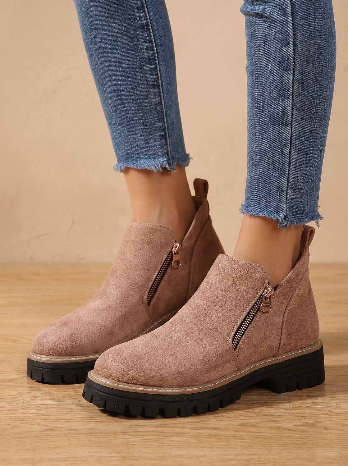 Women's Chunky Side Zip Orthopedic Boots | Ianthe_16