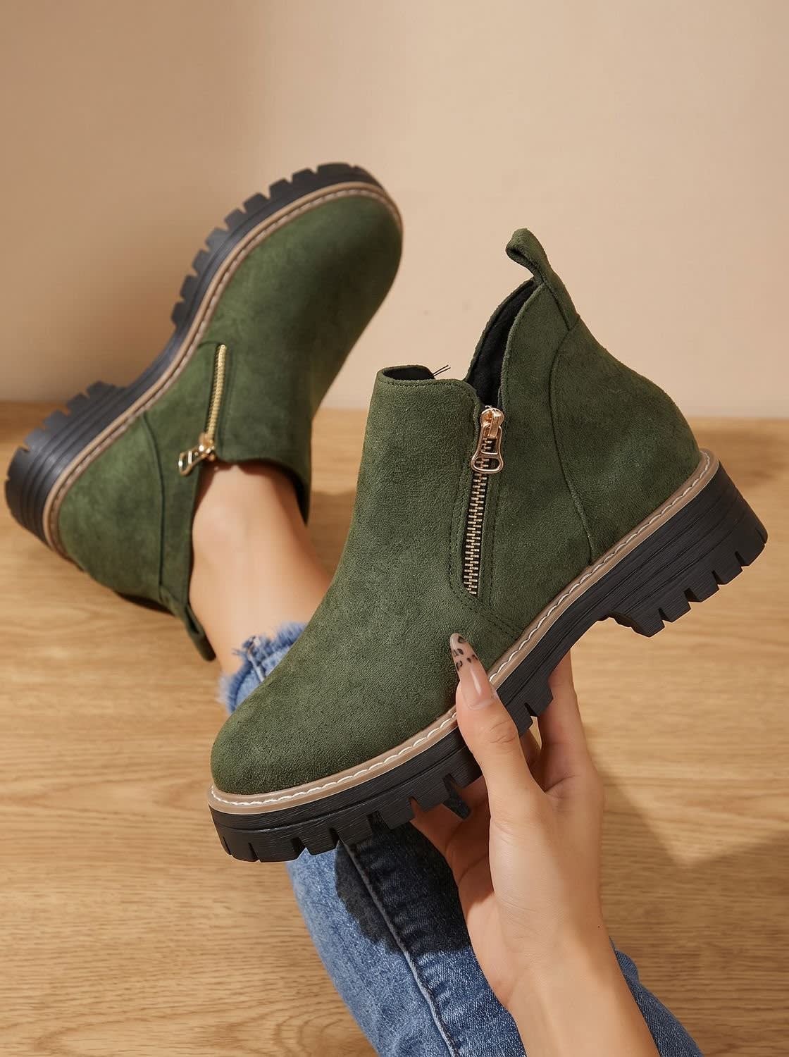 Women's Chunky Side Zip Orthopedic Boots | Ianthe_9