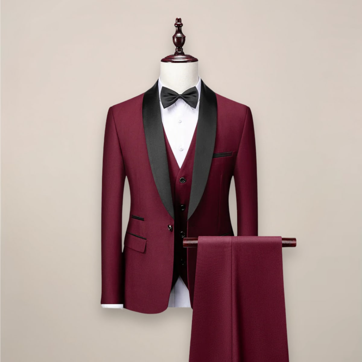 Men's Shawl Lapel Three-Piece Tuxedo | Eustace_2