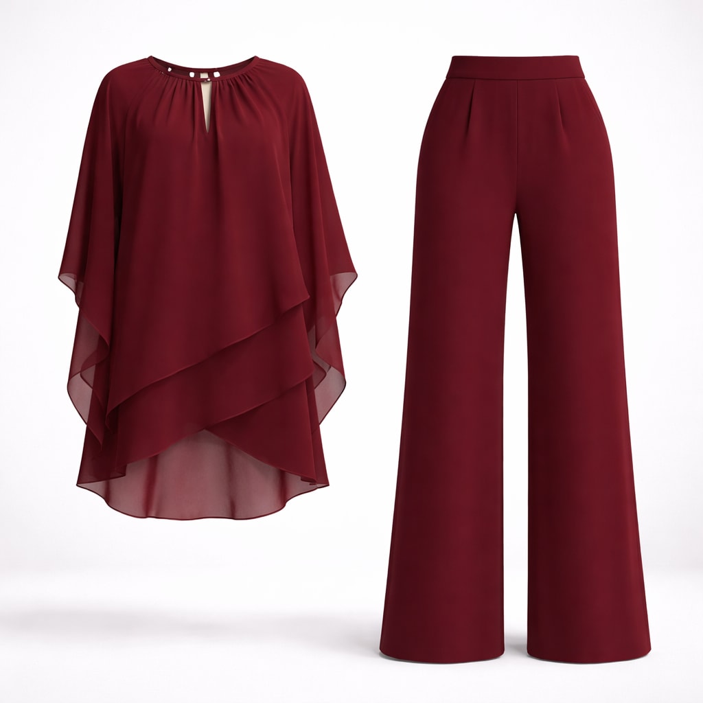 Women's Chiffon Wide Leg Two-Piece Set | Ulrica_3
