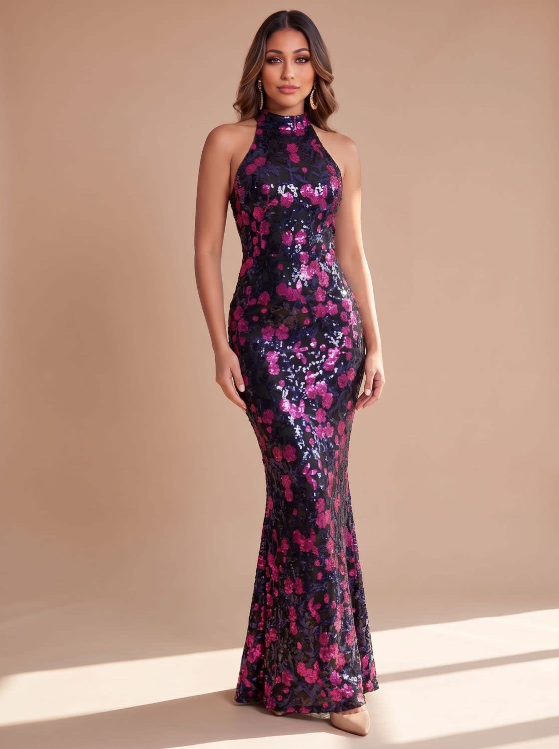 Women's Sequin Mermaid Christmas Party Maxi Dress | Morgan_9