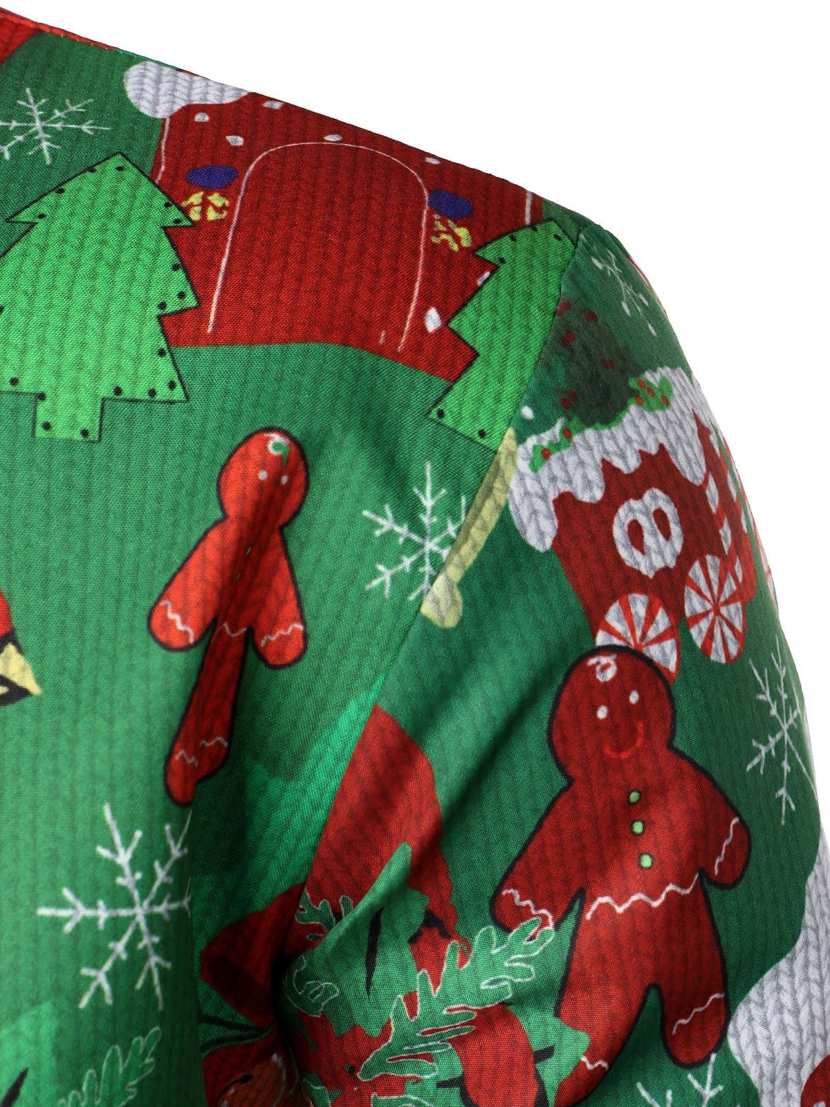 Men's Gingerbread Print Ugly Christmas Shirt | Patrick_5