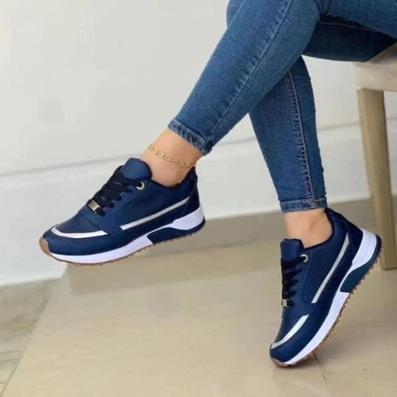 Women's Metallic Stripe Orthopedic Trainers | Oriana_1