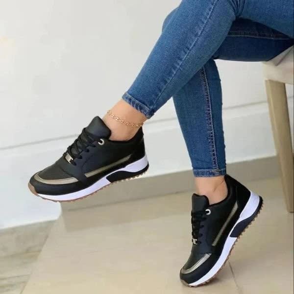 Women's Metallic Stripe Orthopedic Trainers | Oriana_4