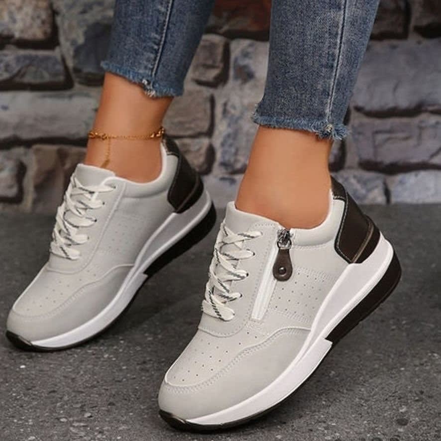 Women's Side Zip Wedge Orthopedic Trainers | Ginny_8