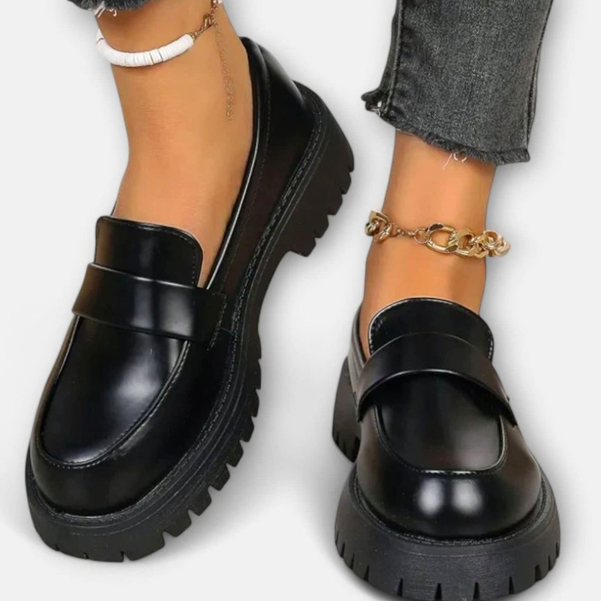 Women's Faux Leather Chunky Orthopedic Loafers | Gwenith_2