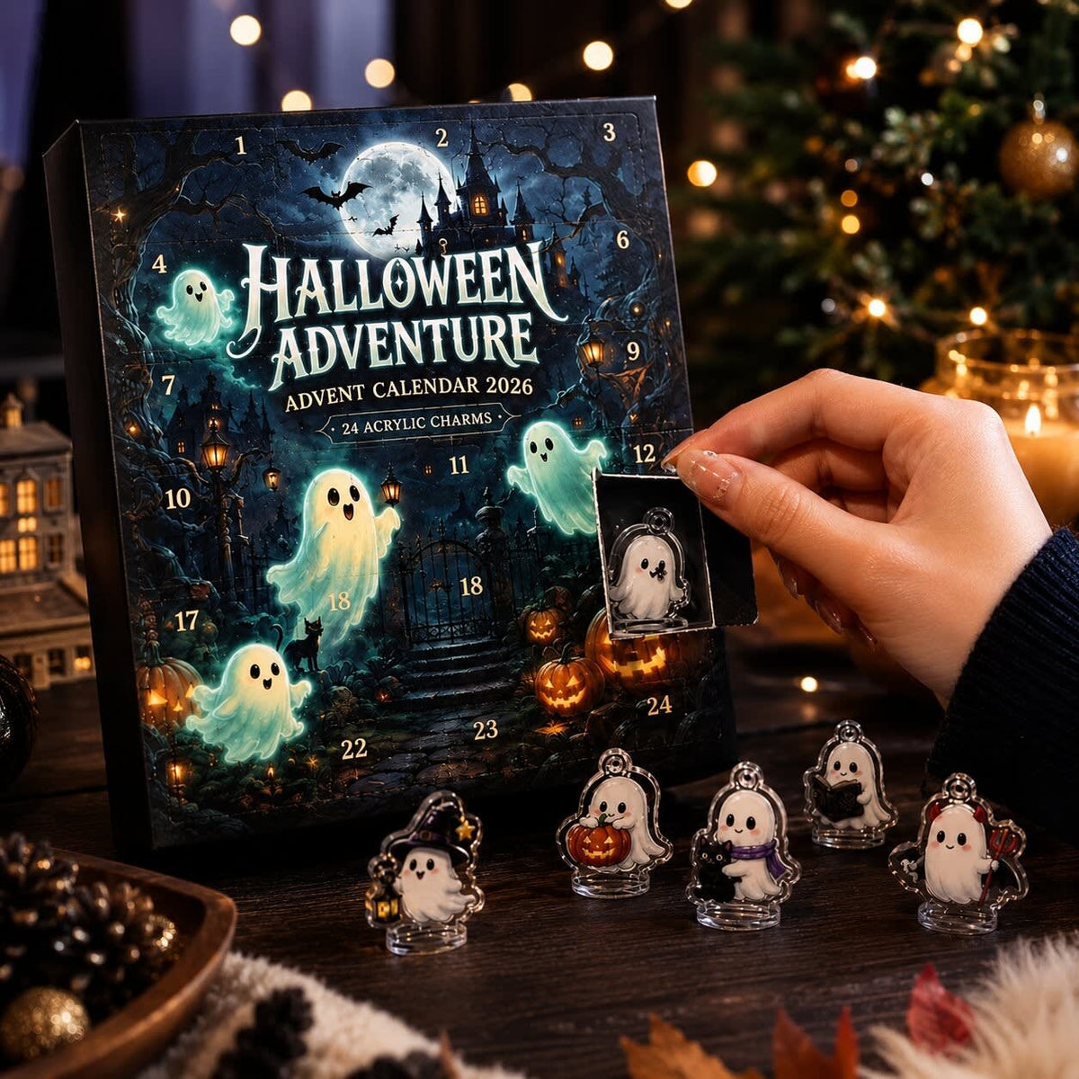 Halloween Advent Calendar 2026 with 24 Ghost Charms Holiday Countdown Gift for Halloween Lovers_6