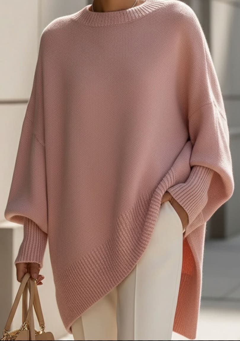 Women's Oversized Batwing Jumper with Asymmetric Hem | Keira_9