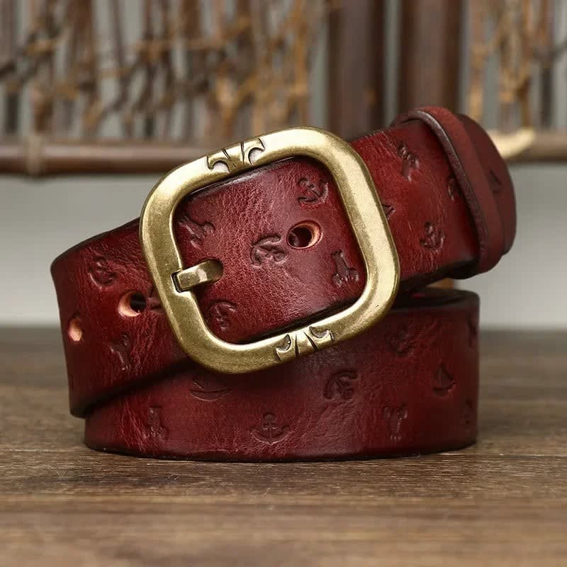 Men's Anchor Embossed Leather Belt | Seamus_1