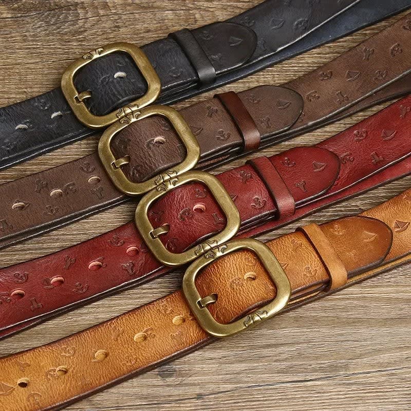 Men's Anchor Embossed Leather Belt | Seamus_5