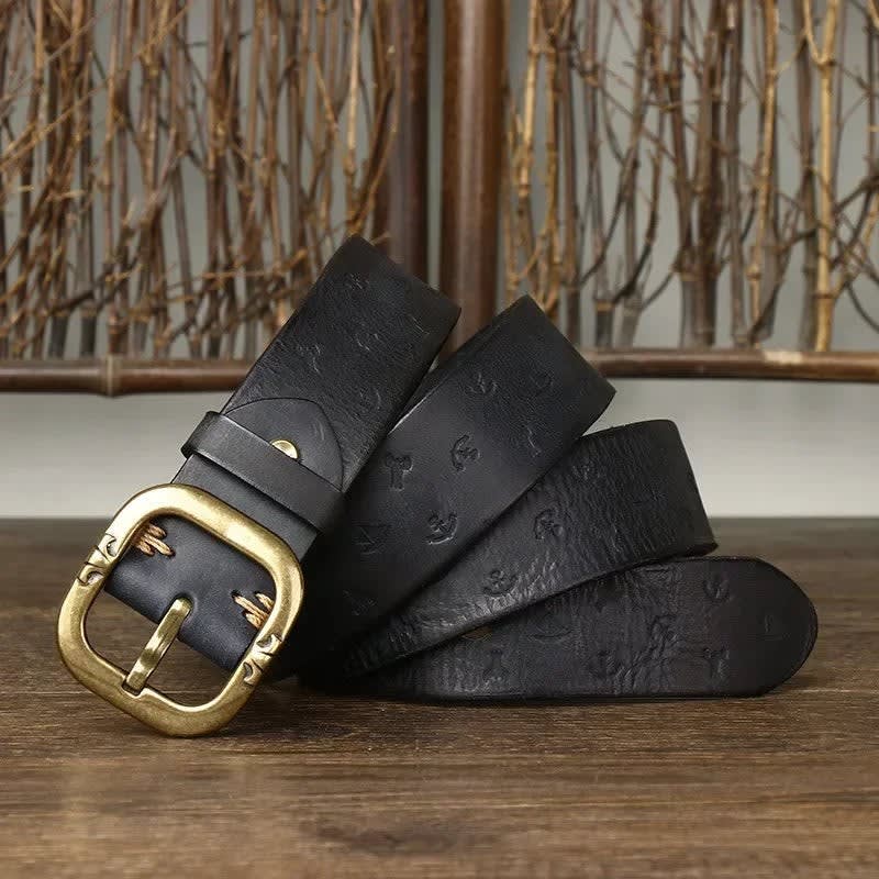 Men's Anchor Embossed Leather Belt | Seamus_6