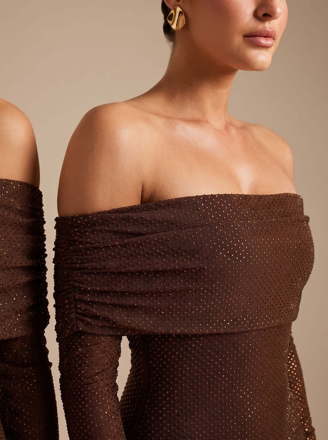 Women's Off Shoulder Sequin Maxi Party Dress | Rosanna_10