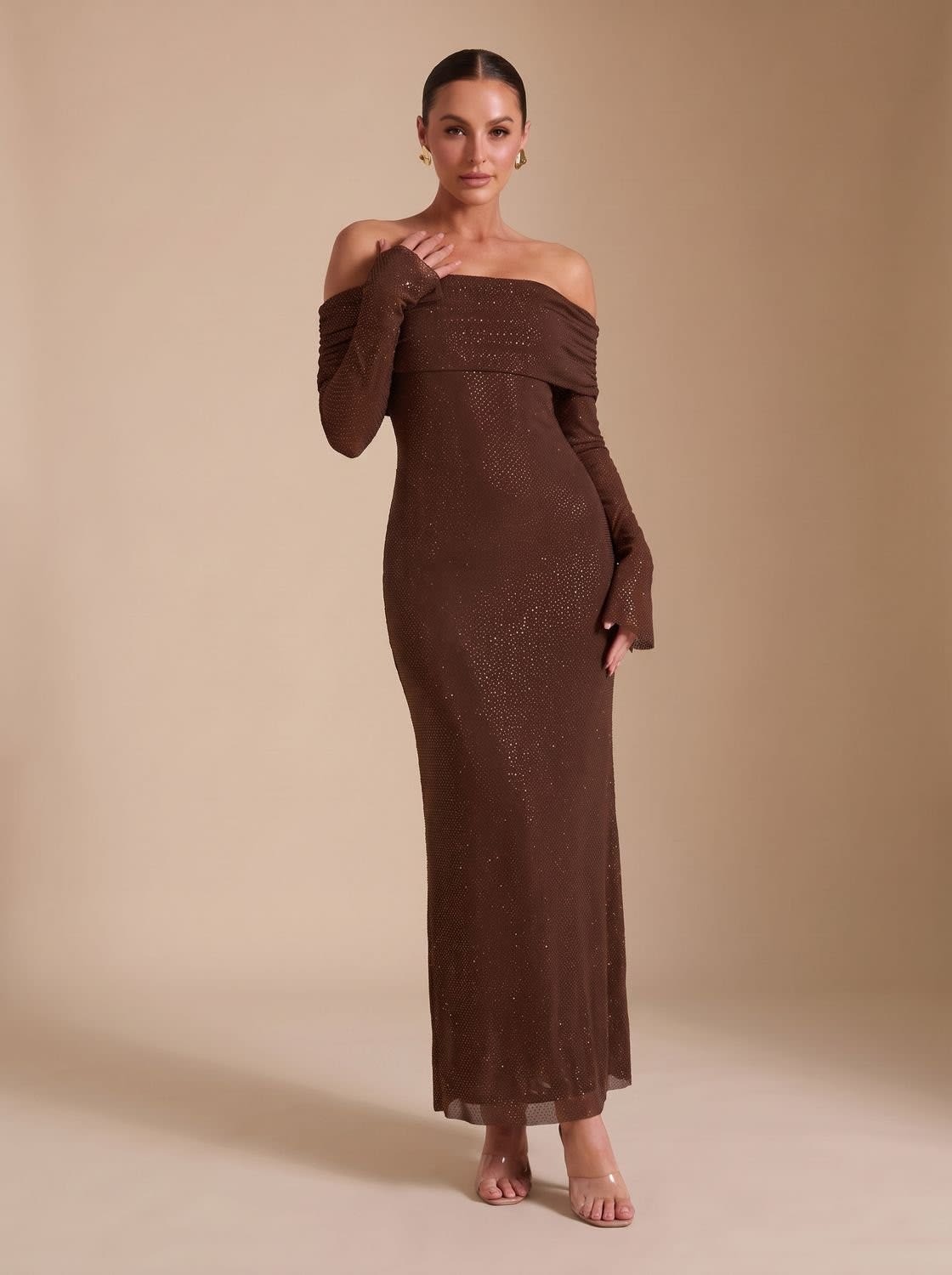 Women's Off Shoulder Sequin Maxi Party Dress | Rosanna_2