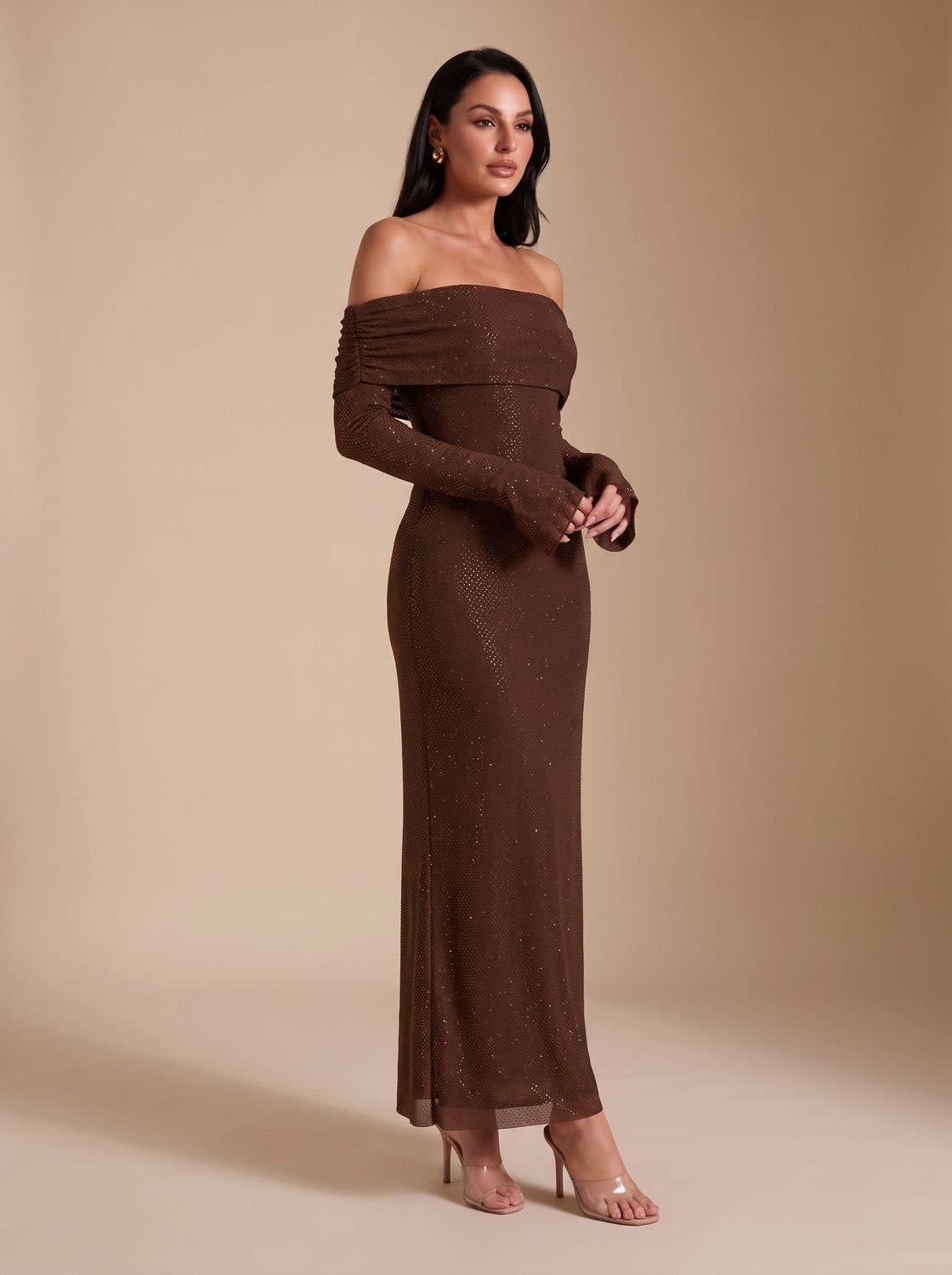 Women's Off Shoulder Sequin Maxi Party Dress | Rosanna_3