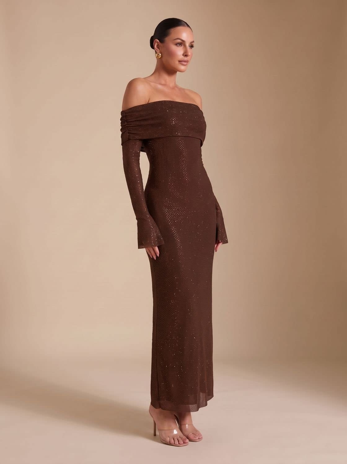 Women's Off Shoulder Sequin Maxi Party Dress | Rosanna_4