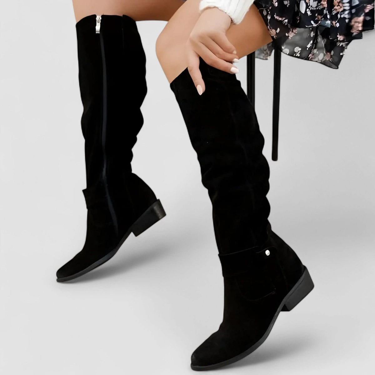 Women's Orthopedic Western Suede Knee-High Boots | Kate_8