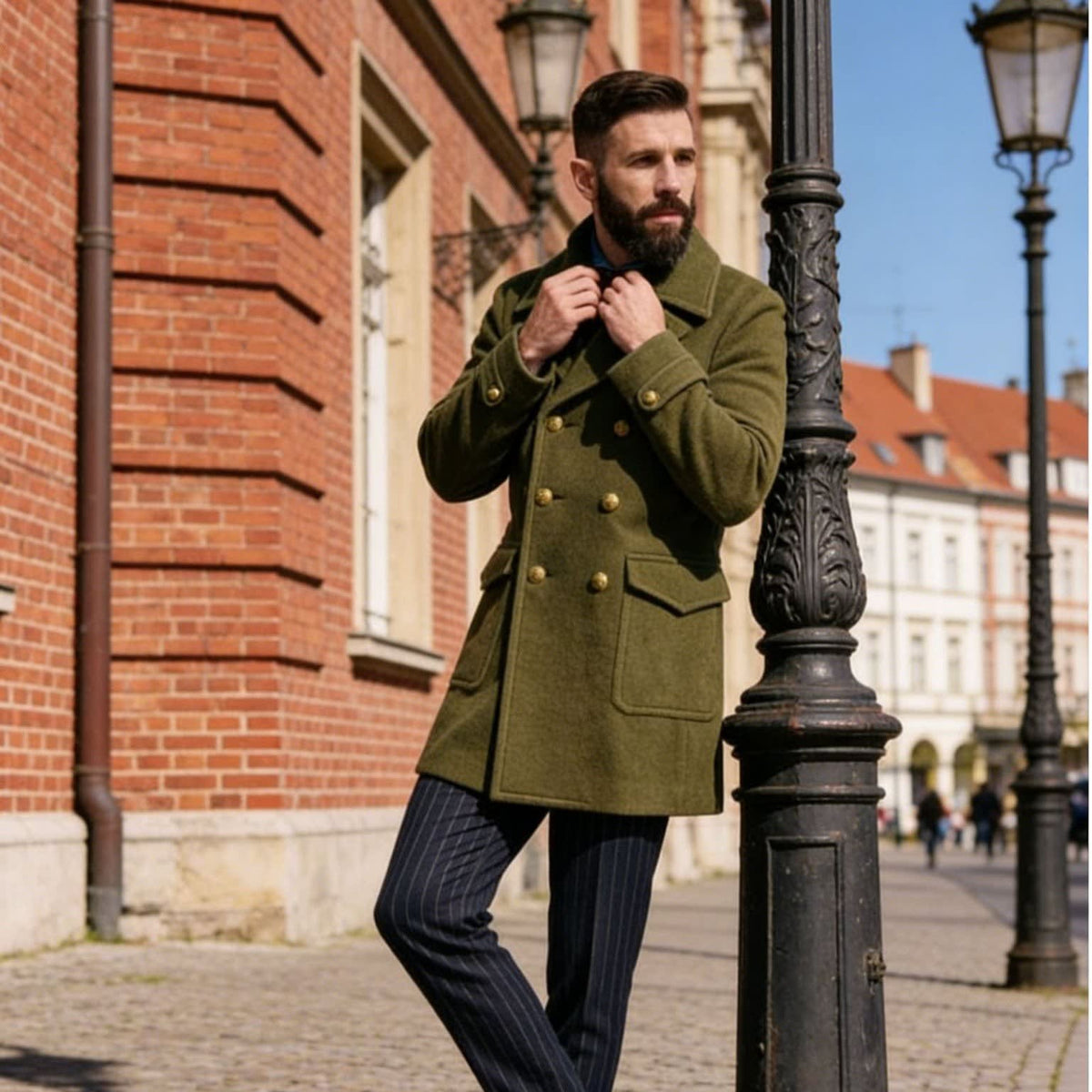 Men's Wool Blend Double-Breasted Pea Coat | Gordon_2